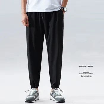 Negru Casual Pantaloni Cordon pentru Bărbați Sport în aer liber Subțire de Toamnă Japoneză Streetwear Nou Trend Cool de sex Masculin Glezna Unit 