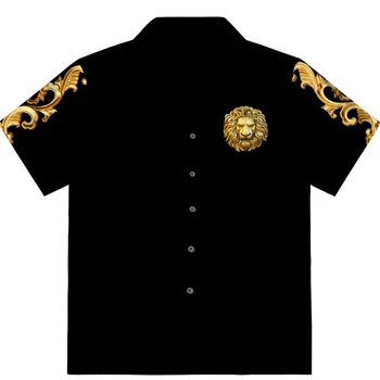Nou Lux Sociale Camasi Barbati Epocă de Aur Stripe Print de Turn-down Guler Maneci Scurte Topuri Fashion Mens Cardigan Streetwear