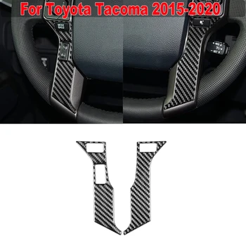 Interior Volan Buton Cadru Decorare Autocolant Pentru Toyota Tacoma 2015-2020 Lăsat Mașina Reală De Fibră De Carbon, Accesorii Auto