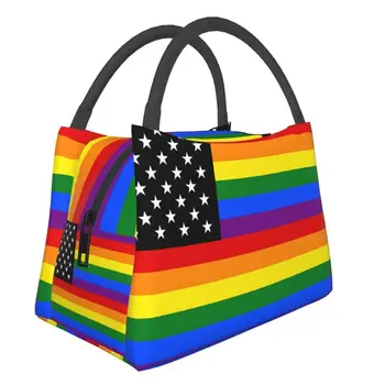 LGBT Gay Pride Curcubeu Steagul American Izolate masa de Prânz Sac pentru Munca de Birou Resuable Termică Cooler Cutie Bento Femei Copil Pungi Alimentare