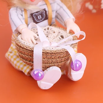 Mini Drăguț Coș De Flori Păpuși Lucrate Manual Paie De Depozitare Coș Casa De Păpuși Miniaturale De Decor Copii Pretinde A Juca Jucărie