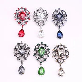 6 Culori Cristal Flori Broșe Pentru Femei De Mari Dimensiuni Pandantiv Lung Pin Brose Vintage Moda Bijuterii Strat Eșarfă Ace Bijuterii