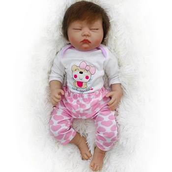 21inch Silicon Renăscut Baby Doll de dormit Fetele Copil în Viață Jucarii Moi pentru Buchete Papusa Bebe Renăscut Jucarii
