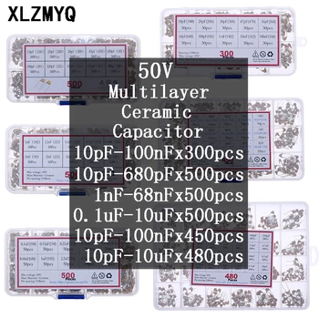 50V Condensator Ceramic Multistrat Sortiment Kit set 10pF 100pF 220pF 470pF 1uF 100nF 0.1 UF 102 103 104 105 225 106 Condensatori
