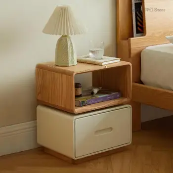 Lemn Masiv, Noptiere Moderne Pat Simplu Stejar Stand De Podea De Tip Revolving Marginea Mai Multe Dormitor Noptieră