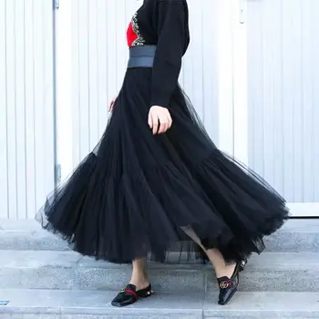 Fustă Tutu L Tul Fusta Vintage Plisata Midi Fuste Femei Lolita domnișoare de Onoare de Nuntă faldas Mujer saias jupe
