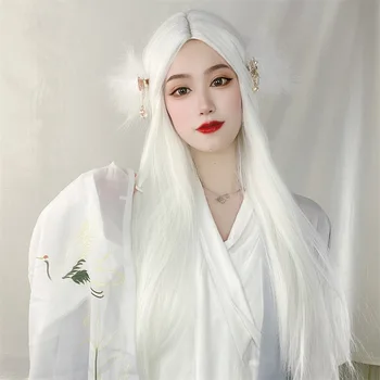 Anime cosplay în părul lung și drept îmbrăcăminte antic Chinez talie-lungimea parului vopsit fibre chimice set de cap 14b1017