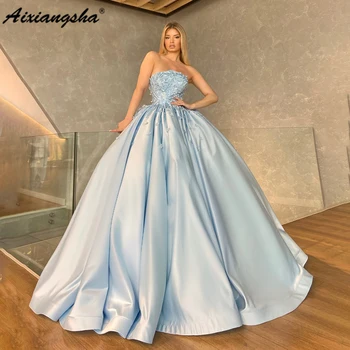 Aixiangsha Prințesă Strapless Capela Tren Rochiile de Bal Flori 3D Rochie de Seara O-linie Pentru Femei Personalizate 2023 robe de soirée