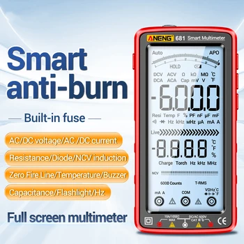 ANENG 681 6000 de Capete de acuzare Multimetru Digital Inteligent Anti-burn Reîncărcabilă Universală Metru NCV Tester de 5 inch LCD Mare, cu iluminare din spate
