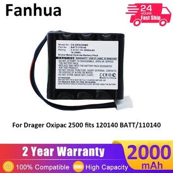 Fanhua Baterie pentru Drager Oxipac 2500 se potrivește 120140 BATT/110140 Medicale Înlocuire Baterie de 2000mAh/19.20 Wh 9.60 V Negru Ni-MH