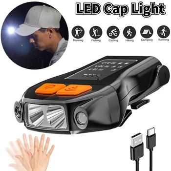 LED Lumina Cap Clip Pălărie Faruri Inteligente Val Senzor rezistent la apa de Pescuit Capac Lampa USB de Încărcare Lampă de Cap Lanterna pentru Exterior