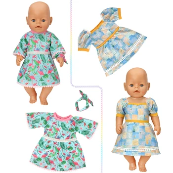 Haine pentru papusa se potrivește 43-45cm Nou-născut American doll papusa de Moda, rochii imprimate, costume de baie, fuste stil