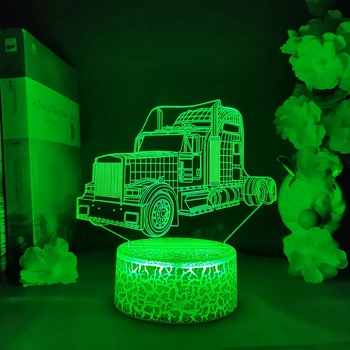 Container Camion de Transport de Model 3D Veioza Băiatul Copii Cadou Minunat RGB Desktop Decor Lampa USB Alimentat Camion Forma Lumini