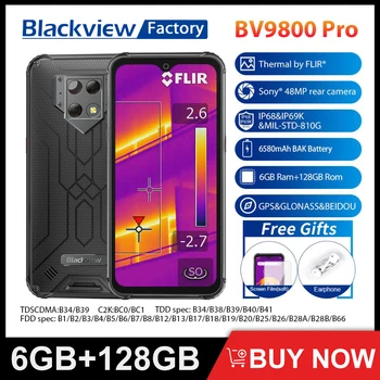Blackview BV9800 Pro termoviziune Smartphone 6GB, 128GB Helio P70 Octa Core 6580mAh 48MP Walkie Talkie Global 4G Telefon Mobil