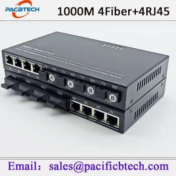 Gigabit Ethernet, Fibre Comutator Media Converter 4 Fibre 4 Port RJ45 Port de Fibra Optică de Emisie-recepție 20KM SC Single Mode 100/1000M