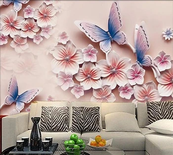 beibehang Tapet Personalizat Moda Murală TV Camera de zi Romantic Fundal Fluture Orhidee 3D Frumoase Pictura Modernă