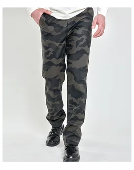 Casual Pantaloni de Piele pentru Bărbați Pantaloni de Piele de Înaltă Waisted Tub de Drept în Vânt, Impermeabil Și Rezistent la pete de Camuflaj Alb