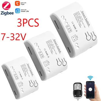 3PCS Tuya Zigbee Smart Switch Module RF Control 7-32V 85-250V 1CH Smart Home Întrerupător Senzor Cu Coajă
