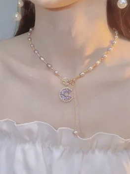  Lumina Franceză De Lux De Apă Dulce Perla Cravată Colier Pentru Femei Simplu Pandantiv Coliere Bijuterii